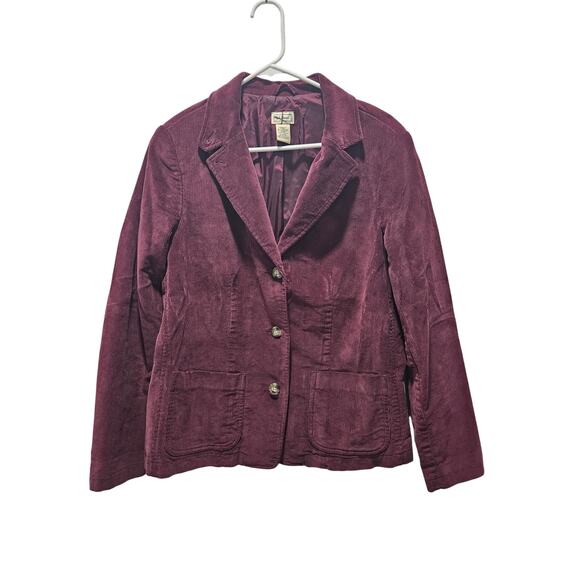 Jackets & Blazers - Vintage LL Bean Womens Corduroy Blazer Plum Burgundy Magenta Size 12 Reg 0 FCY 1